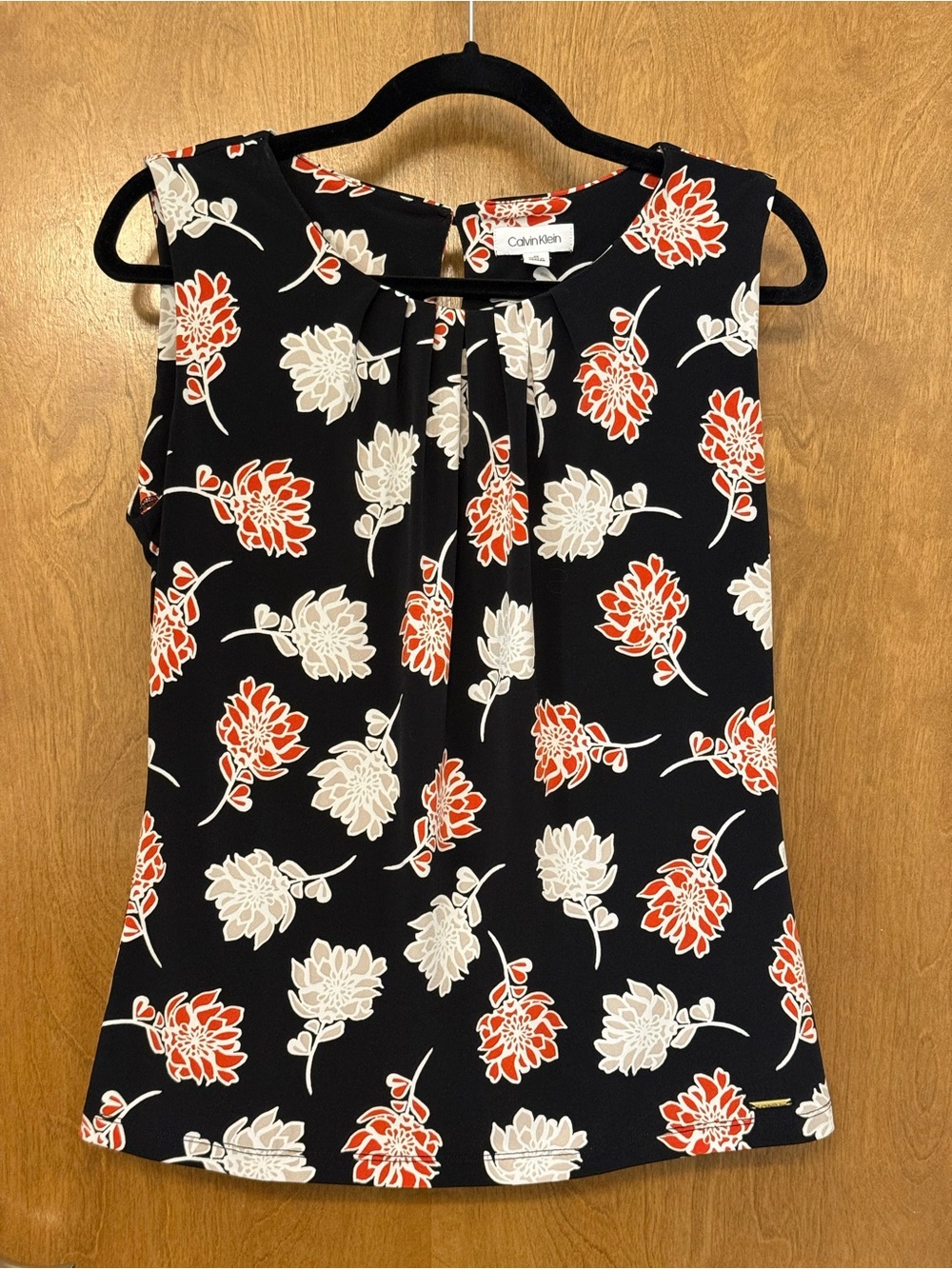 Calvin Klein Floral Sleeveless Blouse Top Size M